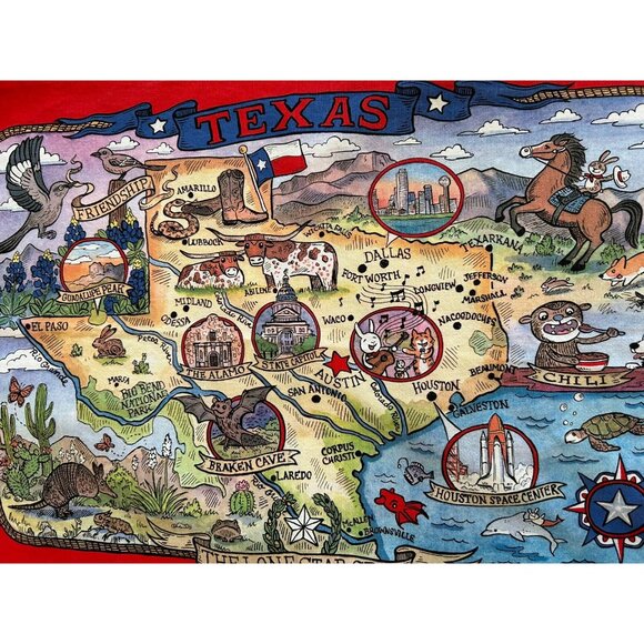 Kay Dee TEXAS Tea Towel Cotton Lone Star State Carrie Wagner Design 18"x26" - Picture 2 of 10